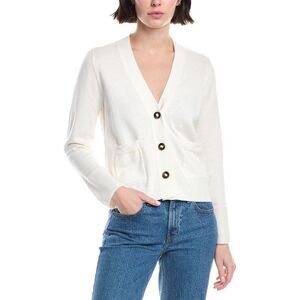 Wispr Womens  Floral Pointelle Back Silk-Blend Cardigan, White